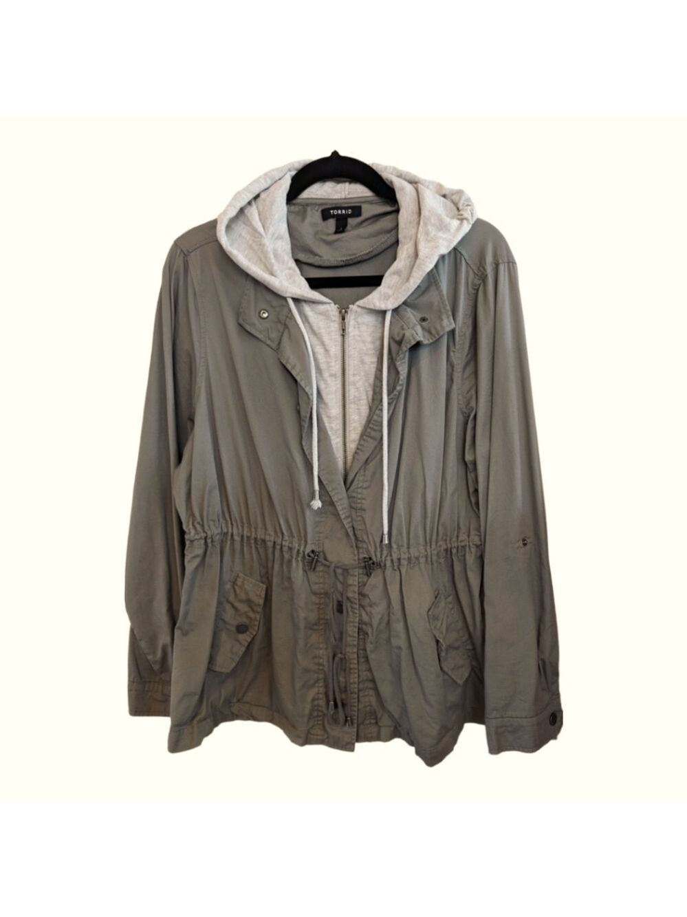 Torrid Olive Essential Hooded Anorak Utility Jacket Size 1X